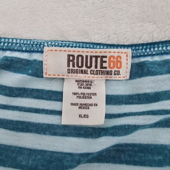 Route 66 Striped Floral Tank Top Size XL Blue White Red FlowerStylish - Picture 4 of 6
